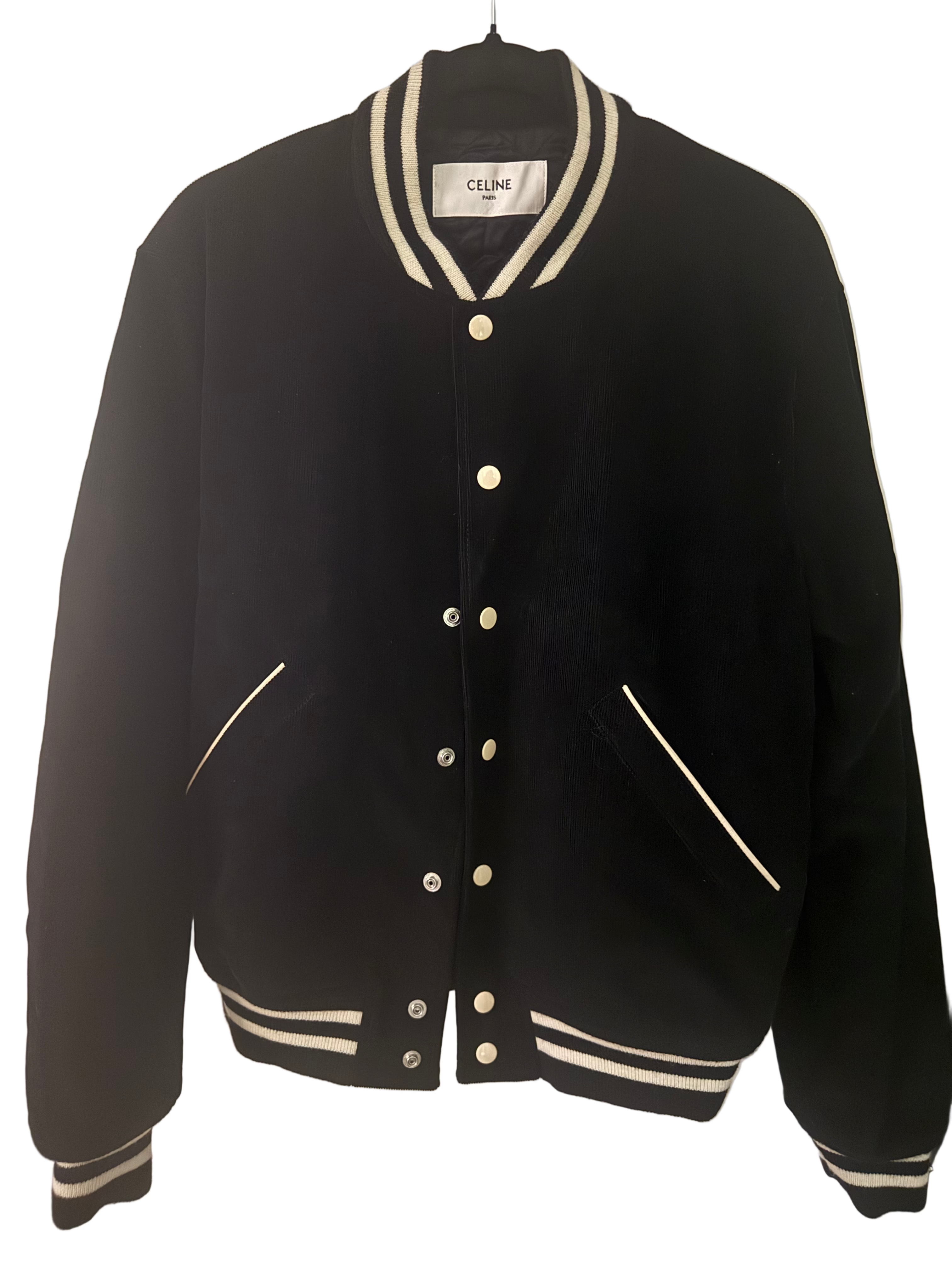 Celine Black & White Corduroy Varsity Jacket