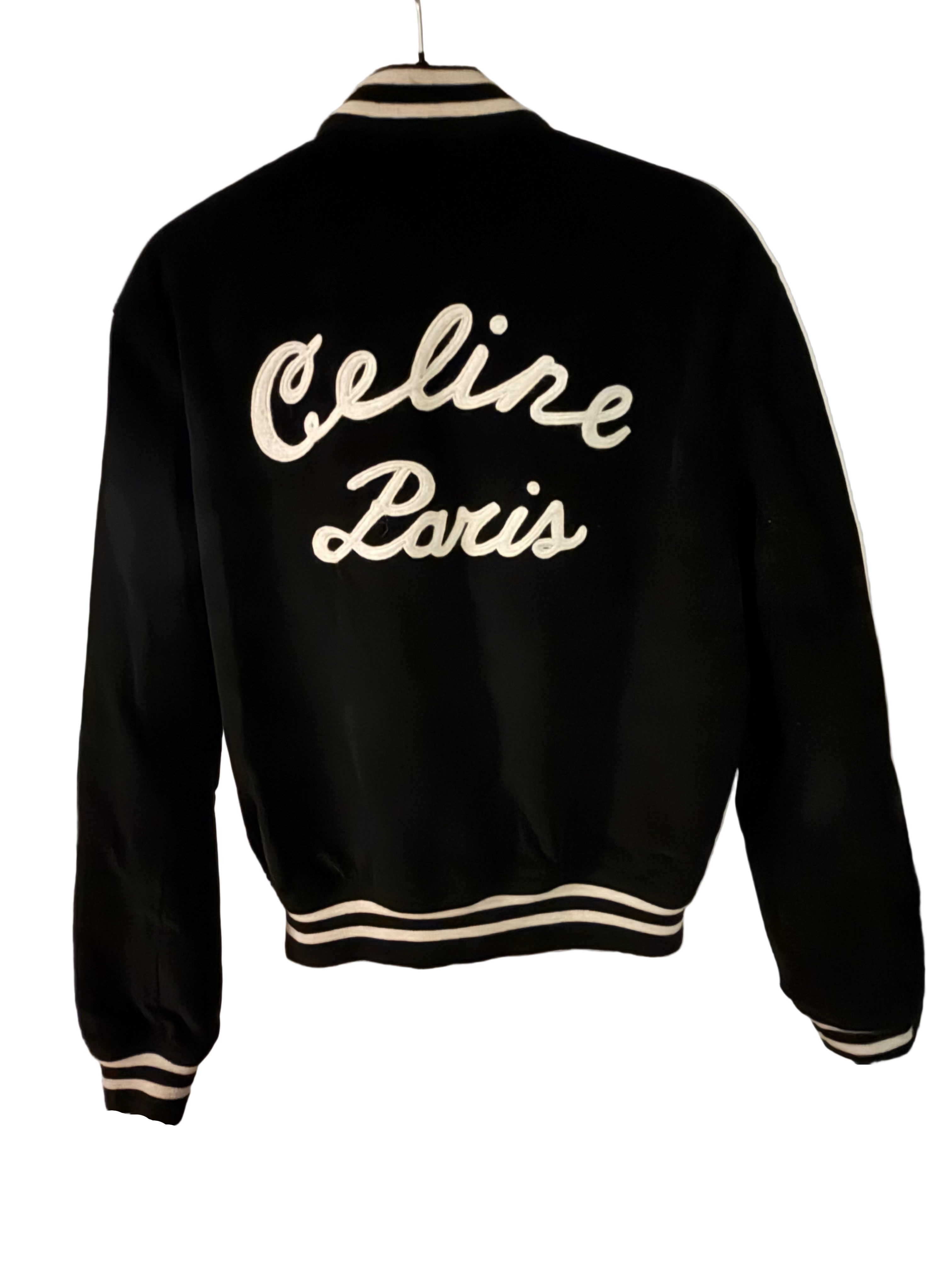 Celine Black & White Corduroy Varsity Jacket