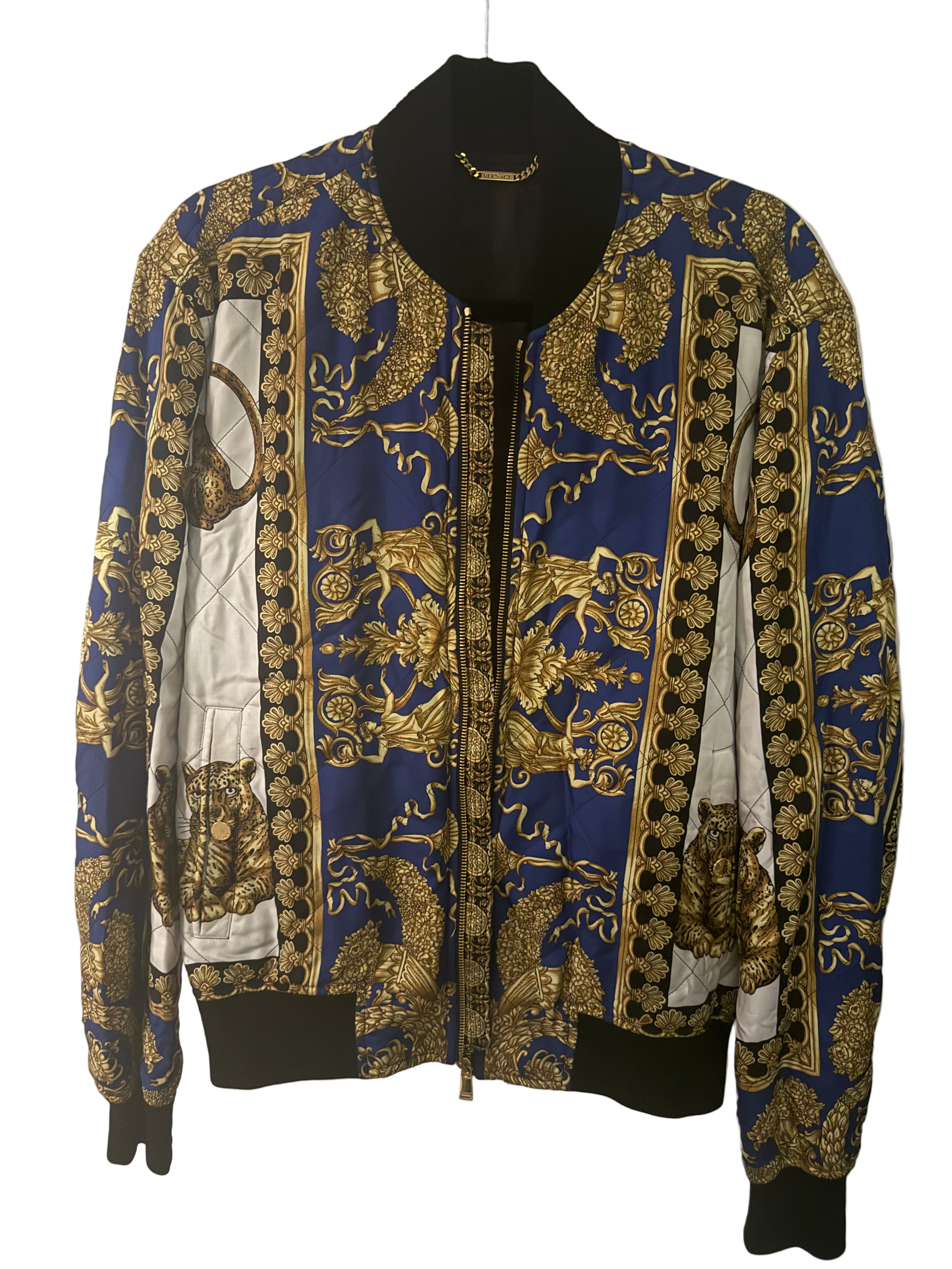 Versace Baroque Leopard Print Bomber Jacket