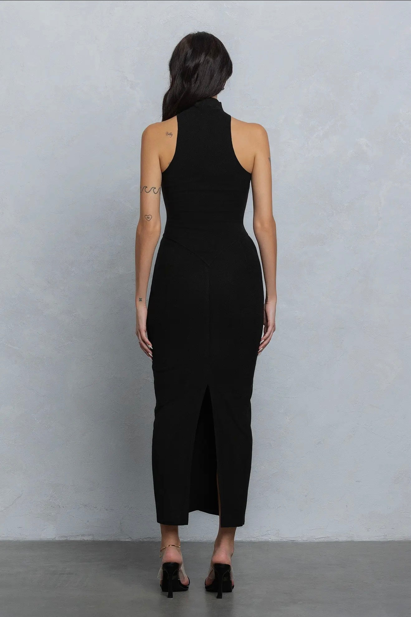 Double Side Jersey Mock Neck Maxi Dress